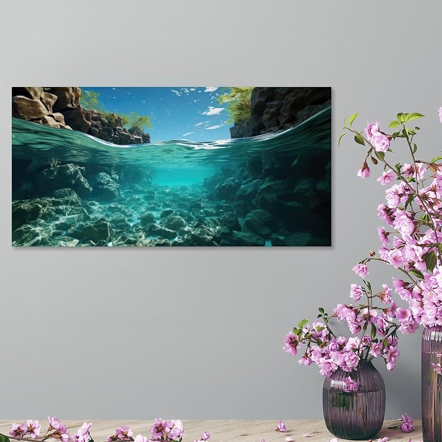 Amazon.com: 8x16 Canvas Wall Art, Blue Swim Swimming Ocean